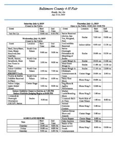 Fair Schedule_FINAL | Baltimore County 4H Fair