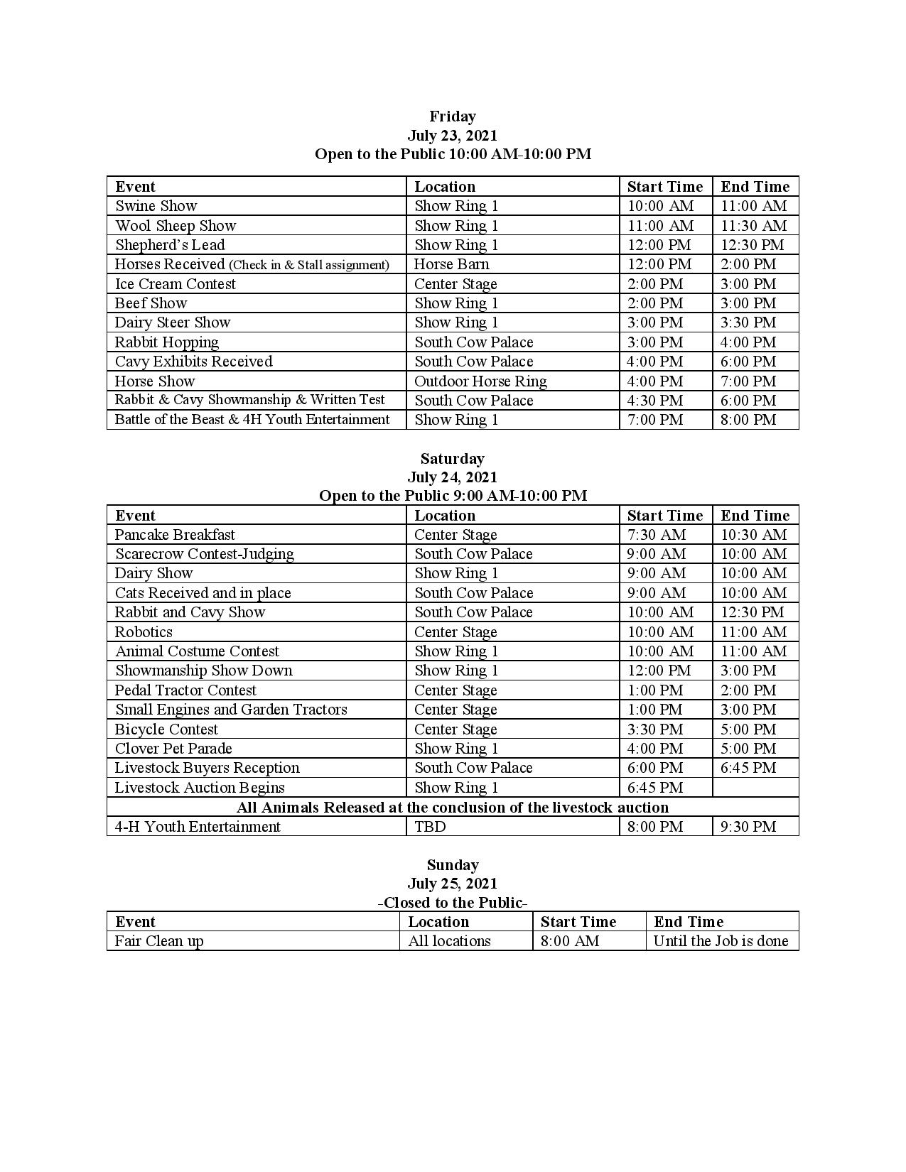 Fair Schedule_Updated 07_04_2021_PAGE2s | Baltimore County 4H Fair