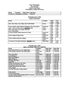 Fair Schedule_Updated 06_03_2022 | Baltimore County 4H Fair