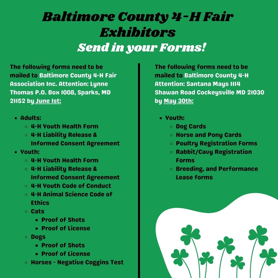 2024 Fair Registration Form Info Graphic | Baltimore County 4H Fair